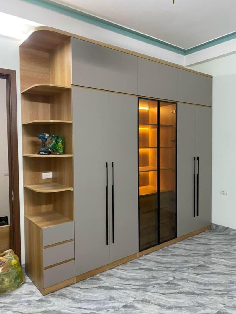 Tủ Áo MDF Chống Ẩm Thiết Kế Đẹp 2 Tủ quần áo MDF chống ẩm kết hợp cửa kính