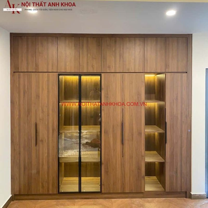 Tủ Áo Gỗ MDF Chống Ẩm Âm Tường 1 Mẫu tủ màu gỗ tự nhiên cao cấp
