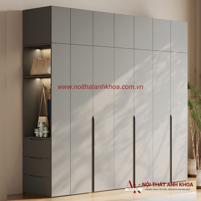 Tủ Áo MDF Chống Ẩm Phong Cách Tối Giản 4 Tủ tối giản màu sáng, hiện đại, phù hợp không gian nhỏ