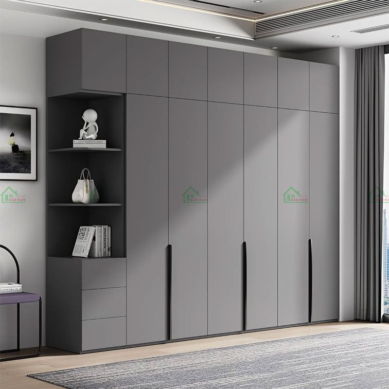 Tủ Áo MDF Chống Ẩm Màu Xám 1 Tủ quần áo MDF chống ẩm màu xám