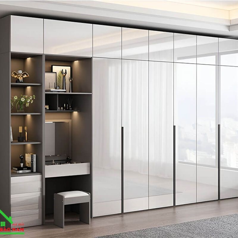 Tủ quần áo acrylic bóng gương hiện đại