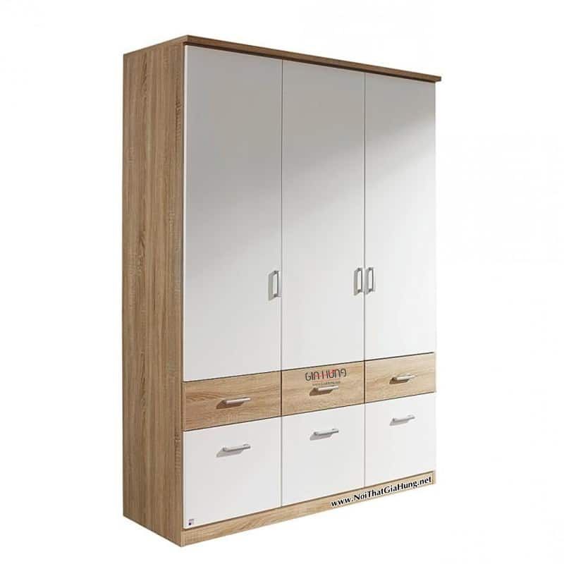 Tủ áo MDF 3 cánh có ngăn kéo, kệ cao cấp