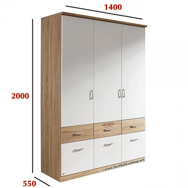 Tủ áo MDF 3 cánh có ngăn kéo