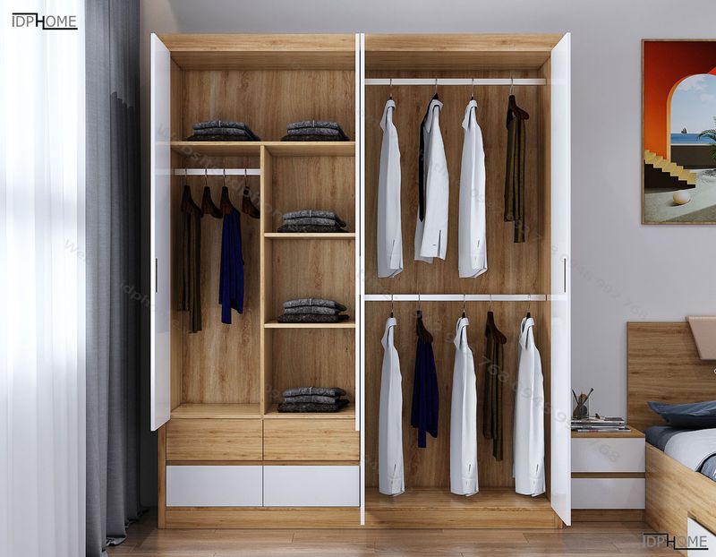 Tủ quần áo 4 buồng chứa lớn