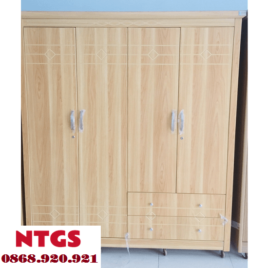 Tủ Áo Gỗ MDF Chống Ẩm Phủ Melamine 4 Tủ quần áo 4 cánh melamin