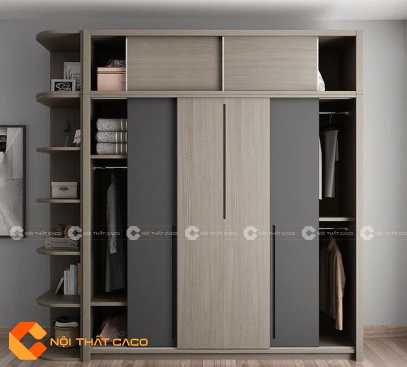 Tủ Áo MDF Chống Ẩm Cánh Lùa 1 Tủ quần áo cánh lùa MDF có kệ trang trí